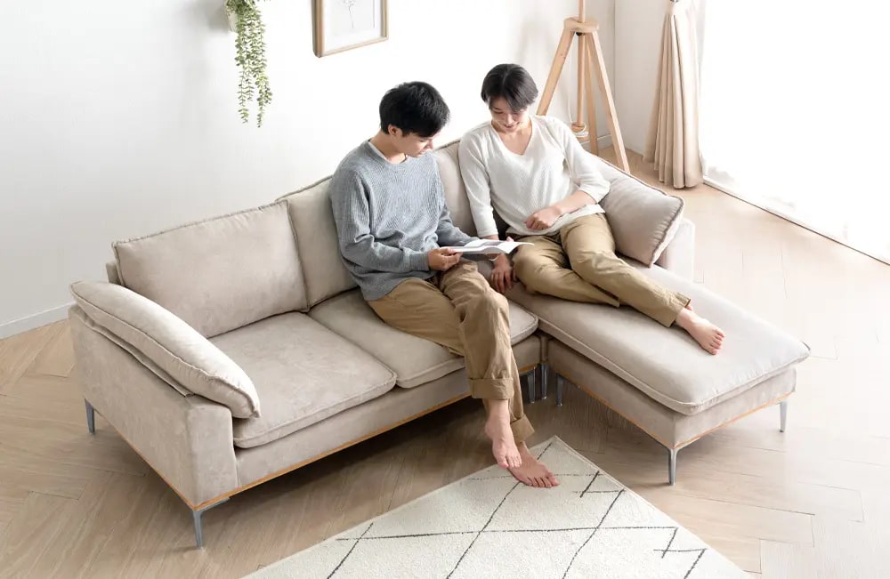 3人掛け CARLO LIGHT アッシュグレー ソファ カウチソファ 3人掛け エッジ