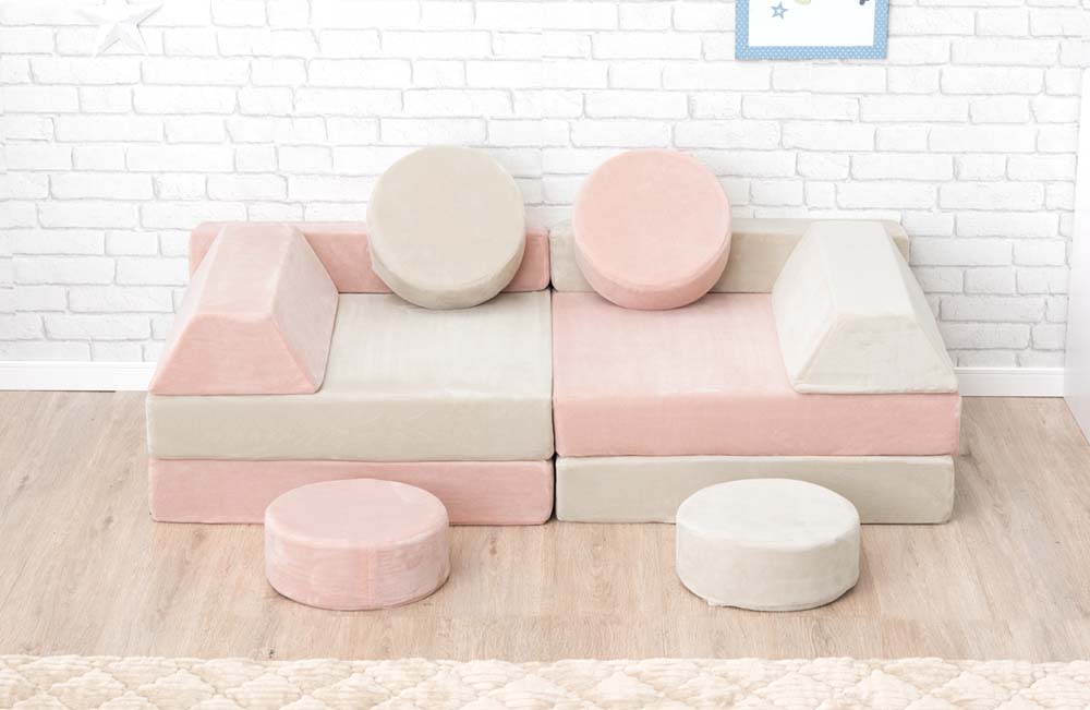 つみきソファ　ペールピンク×エクセルベージュ タンスのゲン、子どもが遊べる「つみきソファ」の新色発売 カバー単品