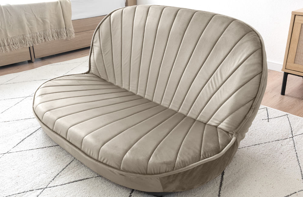 ソファ 椅子 シェル 貝殻 タンスのゲン、シェルデザインが大人可愛いハイバック座椅子と