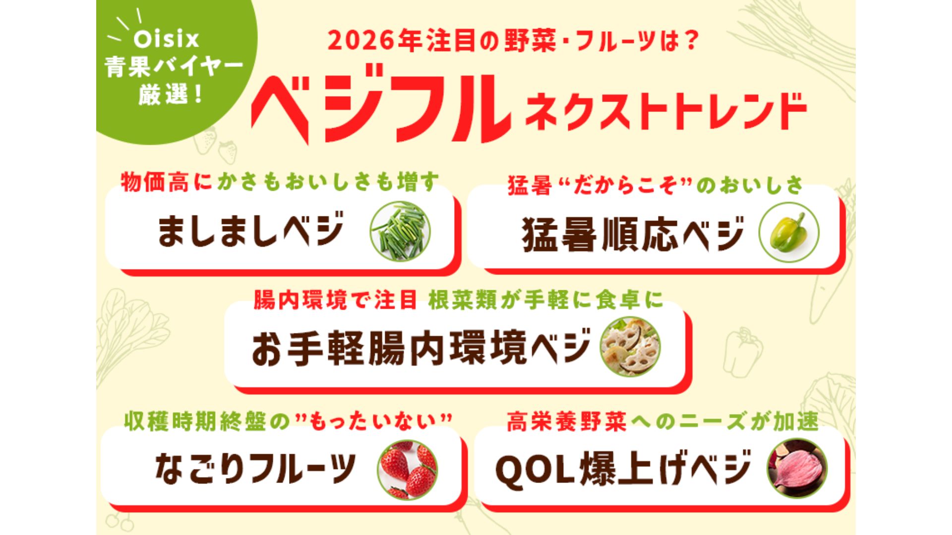 オイシックス・ラ・大地、野菜の日に新トレンド発表 2026年注目の野菜