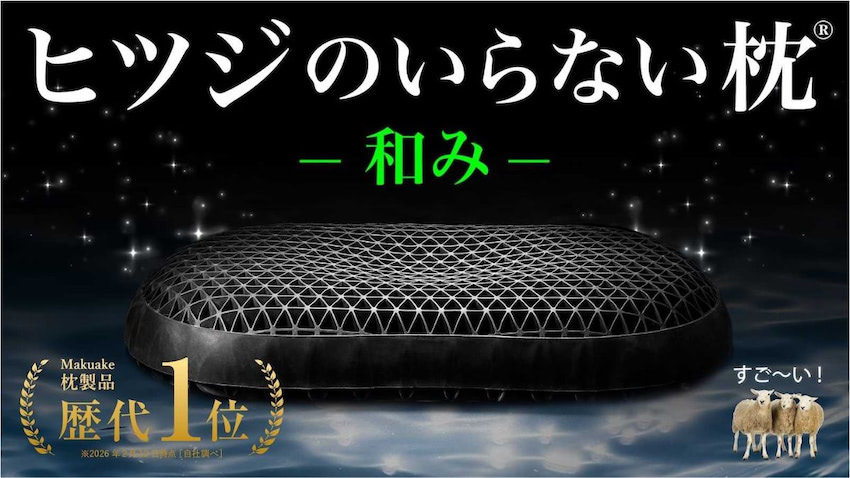 【MAKUAKE】ヒツジのいらない枕　和み 通気性に特化した「ヒツジのいらない枕－和み－」、「Makuake」の枕
