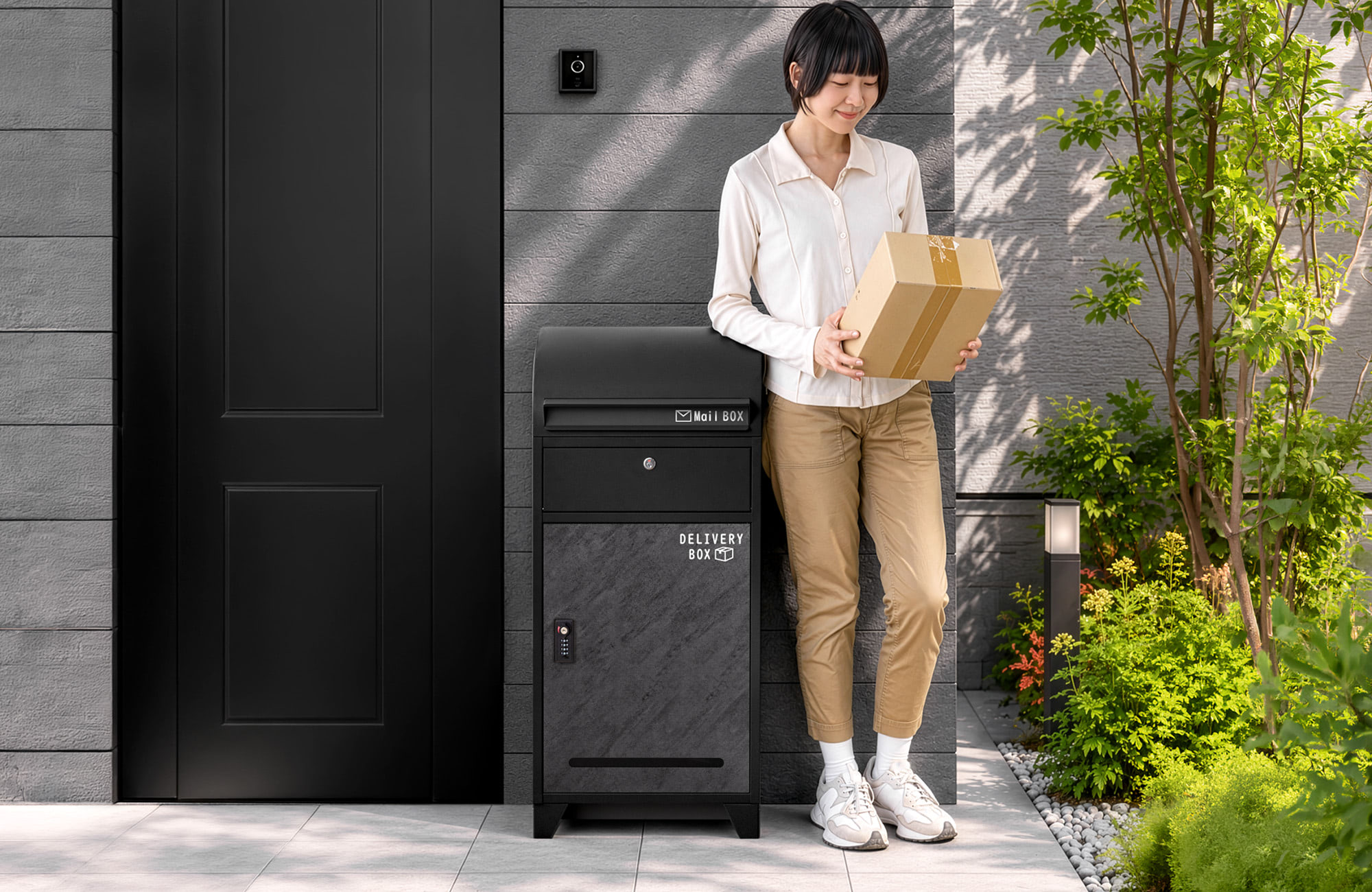 タンスのゲン、宅配ボックス「LIVBOX」に柔らかな曲線のアーチ型モデル